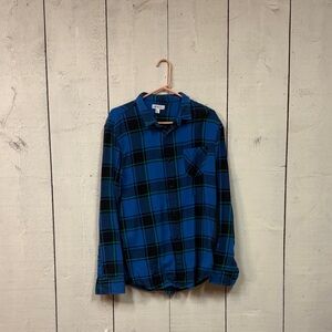 Blue and Black Plaid Men's Flannel Shirt